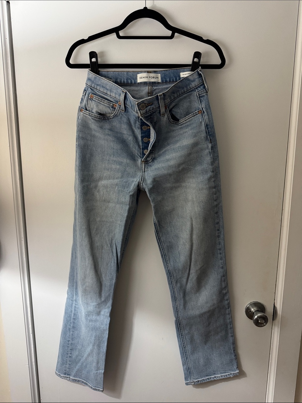 Denim Forum Light Blue High-Rise Straight Leg Jeans